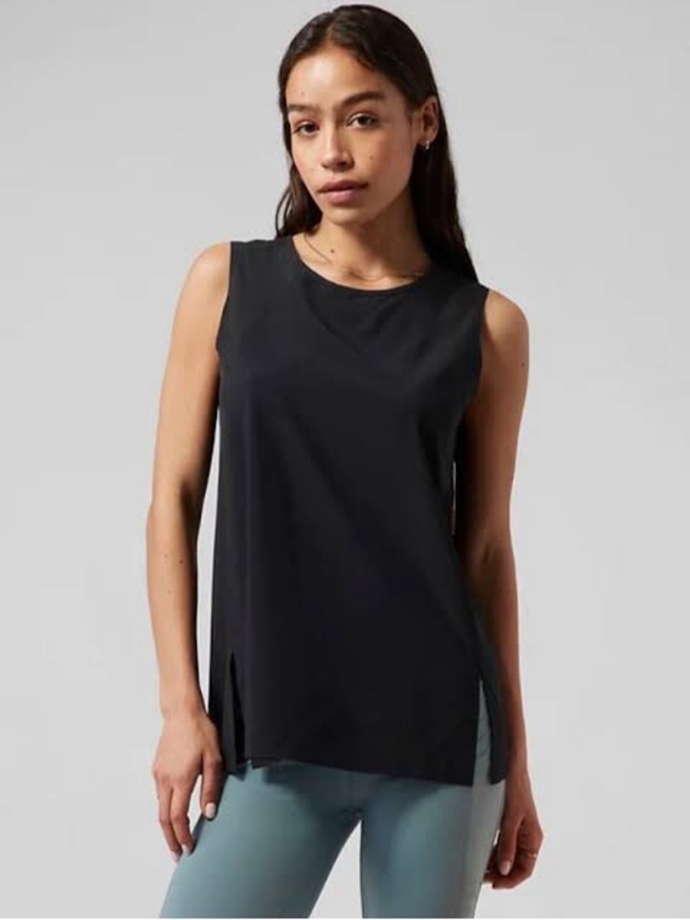Athleta ‘Zephyr Refined’ Black Tank Top with Side Slits